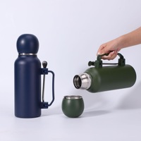 Bouteille isotherme en acier inoxydable de qualité supérieure, grande capacité 1300 ml, pour Yerba Maté, à double paroi sous vide, avec paille