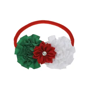 Children Christmas Festival Headband Chiffon Flower Bow Glamorous Baby Holiday Headband Gift Hair Band Sets