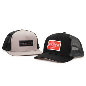 Casquettes de camionneur en maille en gros, 5 panneaux, personnalisées, 6 panneaux, étiquette tissée en coton, patch, casquette noire - Product Image 1