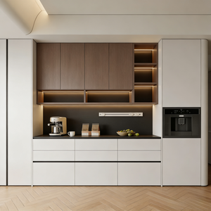 Meuble de rangement pour couverts sur mesure avec grand tiroir, <span class=keywords><strong>four</strong></span> vapeur intégré et armoire électrique, couleur contrastante - Product Image 6