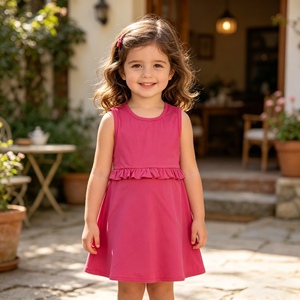 GSD3740 RTS Wholesale New Boutique Style Children's Athletic Dress Little Girl rose pink solid Set for girl No MOQ ODM - Product Image 1