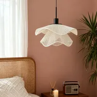 Lampe suspendue en forme de fleur en rotin, lustre LED, décoration de la maison, salon, salle à manger, chambre à coucher, chevet, hauteur réglable