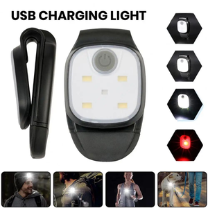 <span class=keywords><strong>Lampe</strong></span> à clip LED rechargeable par USB pour la course à pied, le jogging, la marche nocturne, la pêche et la randonnée - 4 modes d'éclairage et avertissement de sécurité - Product Image 1