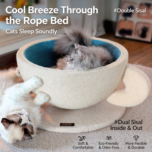 Lit pour chat semi-fermé avec griffoir intégré, panier de repos rond pour chats d'intérieur - Product Image 2
