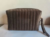 Pochette de maquillage en velours matelassé de style campagnard pour femmes, personnalisée avec logo imprimé de haute qualité, fermeture éclair imperméable