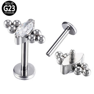 Fábrica ASTM F136 Titanio Marquesa Bola de cristal Labret Oreja Nariz Cuerpo Piercing Joyería - Product Image 3