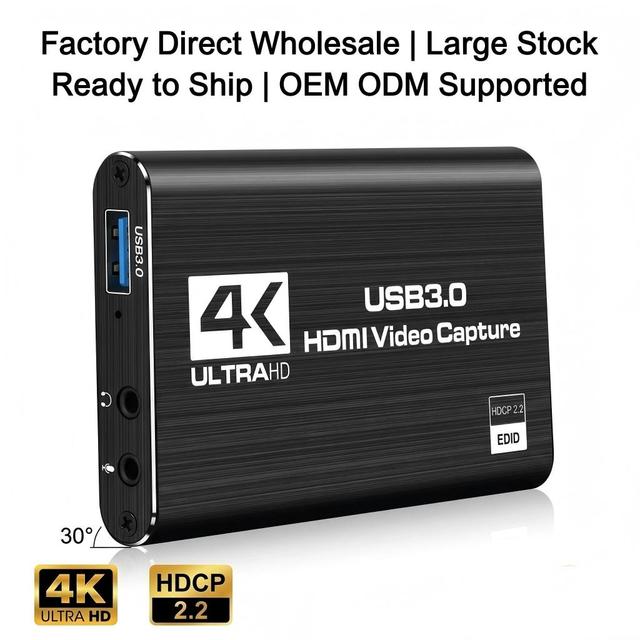 Hot 4K 60fps Game Capture Device Card Live Streaming HDMI to USB 3.0 HDMI Video Capture Card for Xbox PS4 Live Streaming Gaming