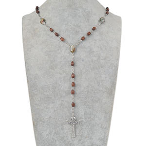 Stazioni della croce rosario perline <span class=keywords><strong>di</strong></span> <span class=keywords><strong>legno</strong></span> fatte a mano rosari cattolici collana croce - Product Image 5