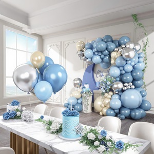 Kit d'arche de ballons en latex rose pâle doublement rembourrés 125 pièces bleu poussière, guirlande blanc nacré écologique et durable pour anniversaire et <span class=keywords><strong>baby</strong></span> shower - Product Image 3