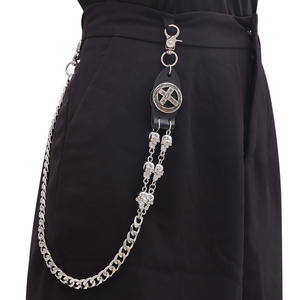 Waist <b>Chain</b> <b>Cross</b> Skull Pendant Tibetan Silver Unisex Punk Fashion Accessory Casual Wear Single Loop Design - Product Image 2