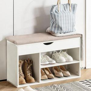 White 2-Tier <b>Shoe</b> Rack Organizer <b>Shoe</b> <b>Bench</b> Entryway <b>Storage</b> <b>Benches</b> Wooden <b>Shoe</b> <b>Storage</b> with Flip Top <b>and</b> Padded Cushion - Product Image 2