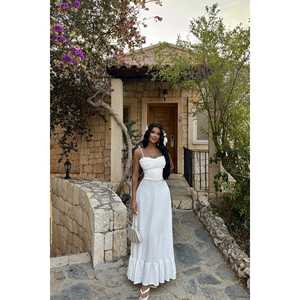 Robe d'été blanche sexy à nouer avec fermeture éclair décorative, design élégant et personnalisé pour les journées, les vacances, les clubs, taille XS (ODM) - Product Image 6