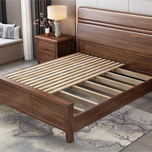 <b>Walnut</b> Solid Wood Platform Bed 1.8m/1.5m/1.2m Double Single Bedroom Furniture Durable Box Frame Structure - Product Image 4