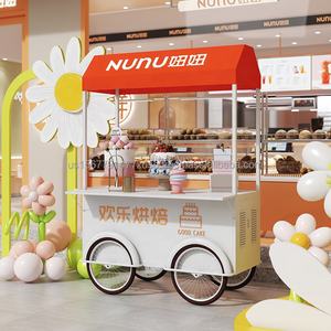 Chariot de vente ambulante moderne pour hot-dogs, chariot à 4 roues, camion de nourriture à la canne à sucre avec chauffe-plats - Product Image 3