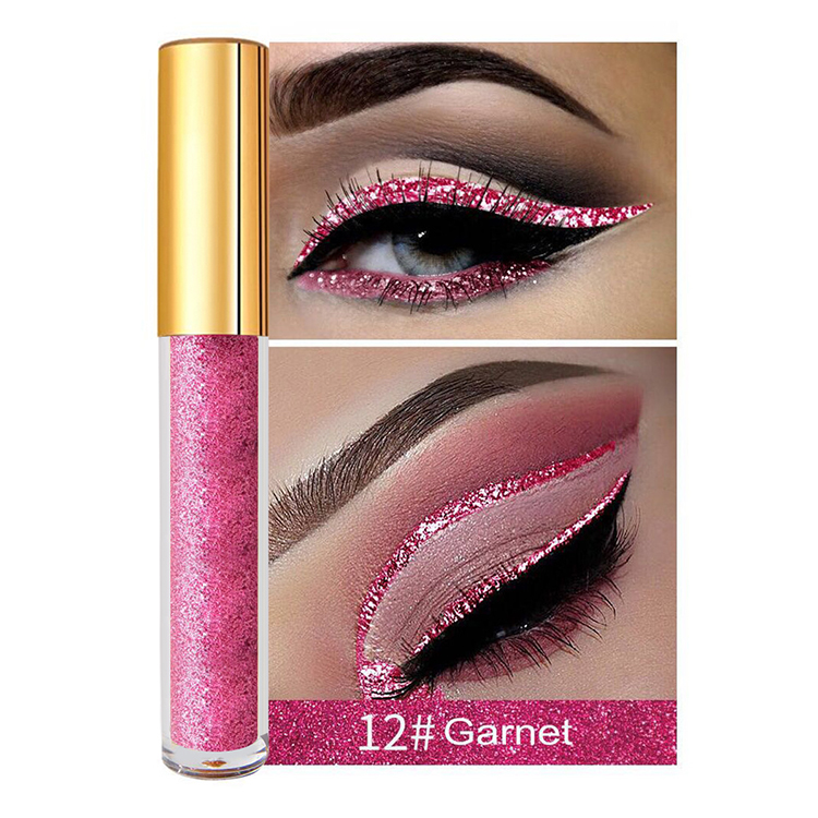 OEM Водостойкая Подводка для глаз, фирменная торговая марка, 12 цветов, жидкая блестящая подводка для глаз, макияж