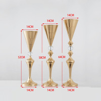Grand support de fleurs en fer forgé en métal, trompette plaquée or brillant, support de fleurs, Vase de Table, pièce maîtresse décorative de mariage