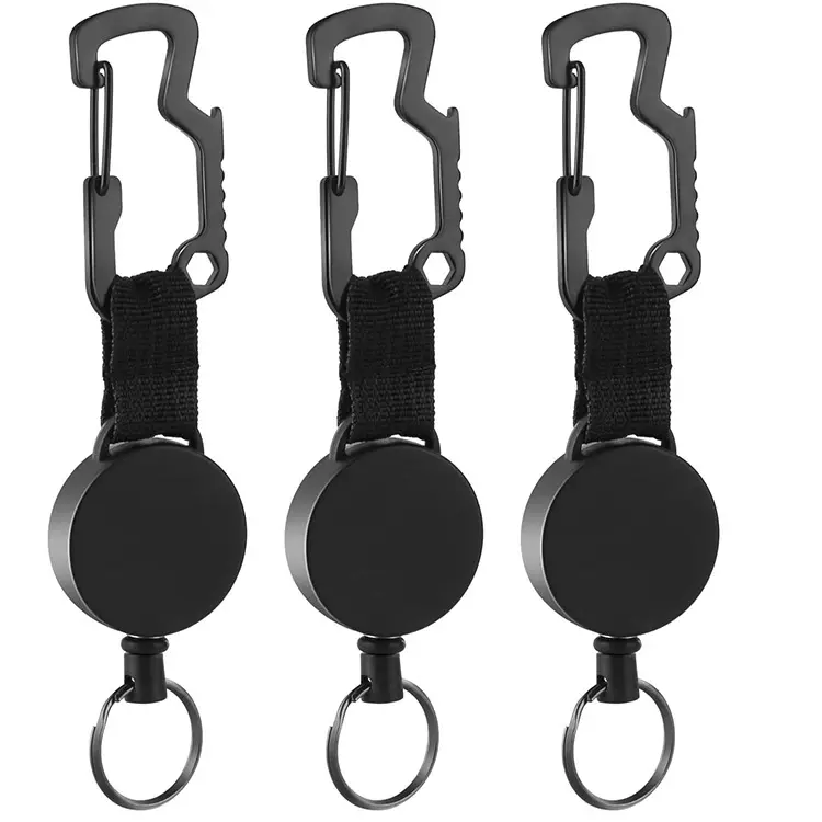 Abzeichenrollen einziehbare Schlüsselanhänger Multitool Carabiner Schlüsselhofer Schwerlast einziehbare Abzeichenhalterrolle mit 25-Zoll-Stahlkabel