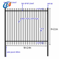 Valla tubular de metal galvanizado de seguridad, puerta de acero zincado de hierro forjado para patio escolar y comunitario