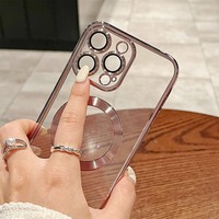 Étui de téléphone en TPU magnétique de luxe à chargement sans fil pour iPhone 17 16 Pro Max, transparent électroplaqué et antichoc