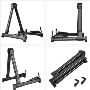 Support de <span class=keywords><strong>guitare</strong></span> noir en forme de A avec coussinet en silicone, pliable, stable, en ABS, pour <span class=keywords><strong>guitare</strong></span> folk, idéal pour la maison et la salle de classe - Product Image 3