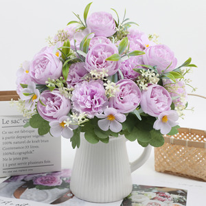 Wholesale Bouquet Artificial Peony Silk Flower Wedding Bridal Bouquet Home Interior Decor Ornaments - Product Image 6