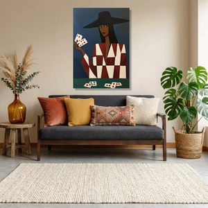 Lienzo con Diseño Geométrico <span class=keywords><strong>de</strong></span> Mujer Jugando al Póker, <span class=keywords><strong>Arte</strong></span> Abstracto Moderno, Decoración Elegante para Pared del Hogar - Product Image 6