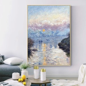 Pintura al óleo pintada a mano de Monet Sunrise, arte paisajístico impresionista 100% hecho a mano, decoración de pared para sala de estar, recibidor - Product Image 2
