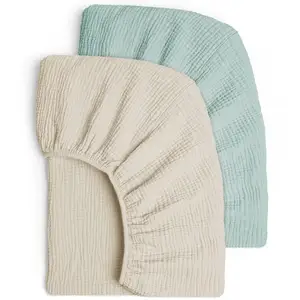 定制保护器de cuna迷你婴儿床单透气有机竹棉贴合平纹薄纱婴儿床床单