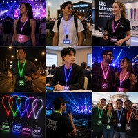 Badge LED Lumineux Multicolore Longstargift en Acrylique pour Festival de Musique, Événement Scénique, Marquage d'Entreprise, Salon Professionnel avec Cordon
