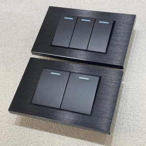 120*76 tường điện che giấu ánh sáng Rocker chuyển đổi 250v16a 1/2/3/4 gang 2way đôi phổ ổ cắm nhôm bàn chải đen 2 lỗ - Product Image 6
