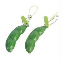 Cadeau Squeeze Green Pea Pods Keychain Fidget Stress Relief Toy