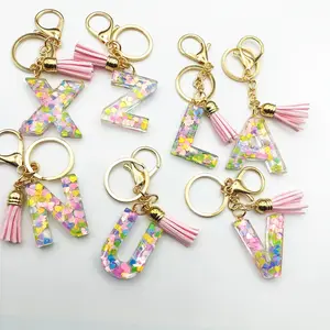 Sáng Tạo Màu Ban Đầu Keychain Mặt Dây Chuyền Thả Thư Keychain Cá Nhân Tính Khí Pha Lê Bảng Chữ Cái Móc Chìa Khóa Cho Phụ Nữ