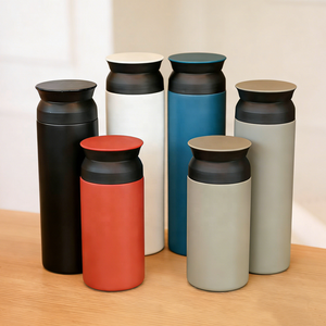 Custom 350ml 500ml stile coreano giapponese isolato in acciaio inox termici bicchieri di bottiglia con coperchio piatto - Product Image 1