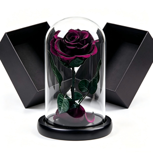 Roses noires préservées sous cloche en verre, fleurs préservées <span class=keywords><strong>de</strong></span> taille moyenne en provenance <span class=keywords><strong>de</strong></span> Chine, coffret cadeau pour femmes - Product Image 6