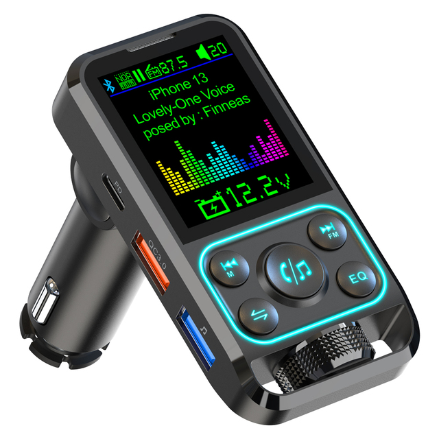 Newest Handsfree Car Kit AUX Audio Receiver QC3.0 PD 30W Fast Charging Car Radio Transmisor FM Modulator Transmitter