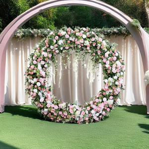 Conjunto de flores azul y blanco bebé aliento corazón 8 pies Rosa boda titular Hortensia flor arco para pampas arco entrada arco - Product Image 2