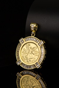 Nouveau Design Bijoux Mexicains Collier 14k Accessoires Laiton <span class=keywords><strong>50</strong></span> Peso Souvenir Coin Pendentif Mexique <span class=keywords><strong>50</strong></span> Peso - Product Image 2