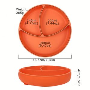 Assiette pour tout-petits en silicone sans BPA, à compartiments, avec base à ventouse, écologique, facile à nettoyer, pour repas d'enfants, vente en gros, faible MOQ - Product Image 2