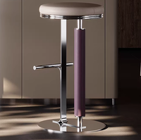 Tabouret de bar design de luxe léger en acier inoxydable, chaise haute de comptoir pour la maison, l'hôtel, la salle à manger et le sous-sol