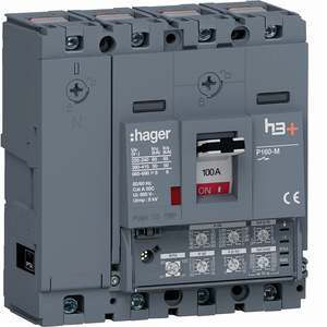 HMS101JC ปรับแต่งได้ด้วยเซอร์กิตเบรกเกอร์แบบหล่อขึ้นรูป Hagers รุ่น h3+ P160 LSI 4P 50kA 100A ปรับค่าได้ พร้อมระบบ Neutral - Product Image 1