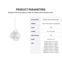 Lámpara Colgante Moderna de Cristal con Diseño de Burbujas, Decoración Artística de Lujo para Sala de Estar, LED, CE, RoHS
