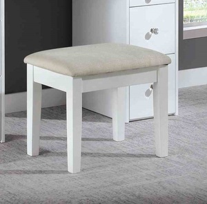 Modern Hotel <b>Vanity</b> Set 3mm Mirror LED <b>Lights</b> Storage Drawers Wooden Glides White Finish Stool Included Bedroom Furniture - Product Image 4