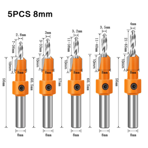 5PCS HSS 8mm Countersink Drill Bits Durable Bright Finish Round Shank <b>Chamfer</b> Countersunk Screw Hole Drilling <b>Tools</b> - Product Image 4