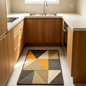 Tappeti da <span class=keywords><strong>Cucina</strong></span> Moderni Rettangolari Geometrici Arancioni in Poliestere Lavabili Antiscivolo Anti-olio Assorbenti con Retro in PVC Decorativi - Product Image 5