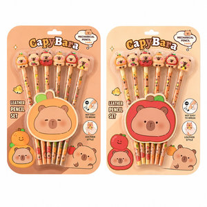 Lápices de madera HB con diseño de capibara 3D, goma de borrar y figuras de frutas (naranja y manzana) para estudiantes, kit de regalo de papelería para <span class=keywords><strong>dibujo</strong></span> y escritura. - Product Image 5