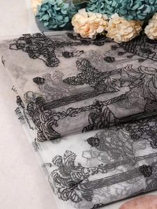 Vente directe d'usine, costume ancien Hanfu, style français, nuage de champignons, broderie noire, dentelle en maille, garniture en tissu 100% acrylique - Product Image 2
