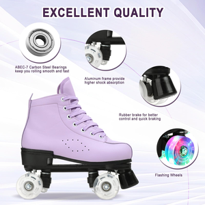 Patines de Ruedas con 4 Ruedas de Aleación para Exteriores, Zapatos de Patinaje Unisex de Cuero PU - Product Image 4