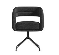 Chaise de salle à manger moderne de luxe avec accoudoirs pivotants, revêtement en tissu, pieds en fer noir pour la maison, le bar, l'appartement, l'hôtel et la villa