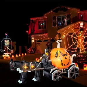 Décorations gonflables de chariot d'halloween gonflables Blow Up Party avec des lumières LED Outdoor Yard Lawn