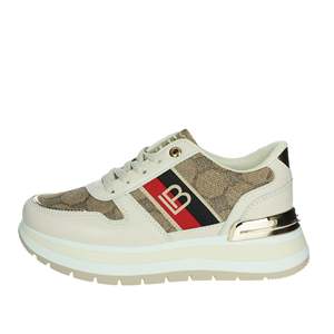 Sneakers con plateau spesso beige in pelle sintetica allacciate da donna Laura Biagiotti, ammortizzate - Product Image 1